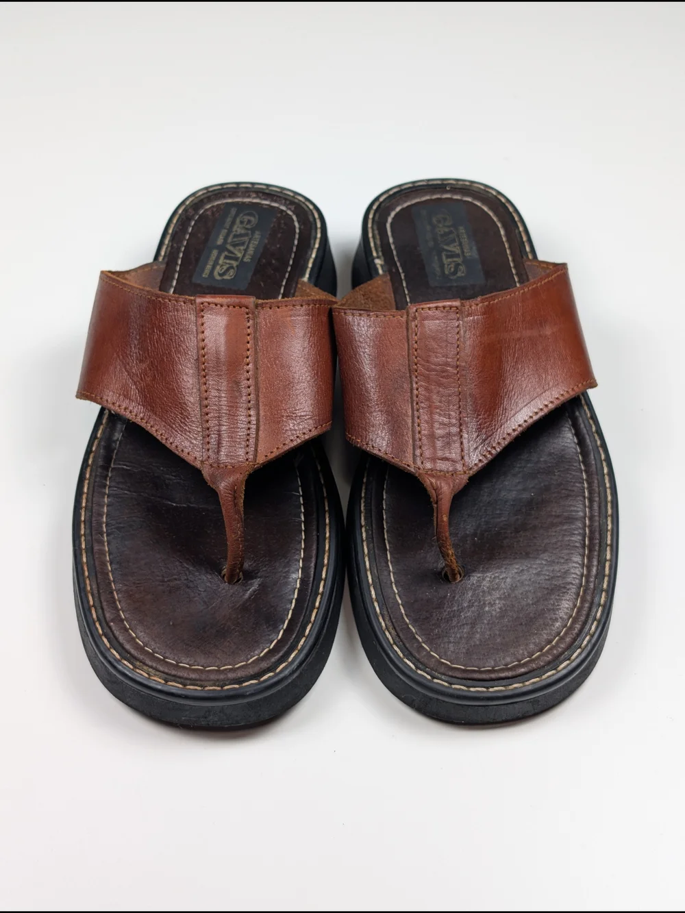 Handmade Mexican Leather Platform Sandals Mens 10 Chunky Thong Flip Flops 28
